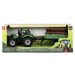 KEYCRAFT - TRACTEUR ET REMORQUE EN PLASTIQUE AVEC BOIS